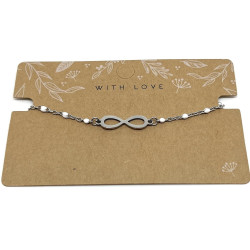 Bracelet Infini Acier Inoxydable & Perles Blanches - Lyne Créa