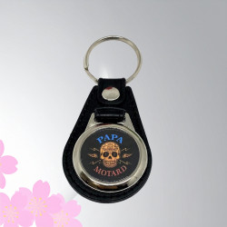 Porte-clés Papa Motard Tête de Mort - Cadeau Personnalisé - Lyne Créa