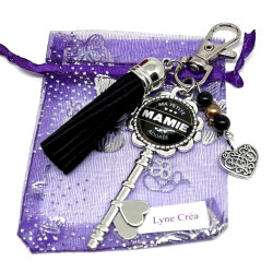 Porte-clés Bijou de Sac Artisanal Ma Petite Mamie Adorée - Lyne Créa