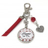 Porte-clés Bijou de Sac Mamie en Or - Rouge Coeurs & Perles Nacre - Cadeau Original Grand-Mère