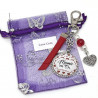 Porte-clés Bijou de Sac Mamie en Or - Rouge Coeurs & Perles Nacre - Cadeau Original Grand-Mère