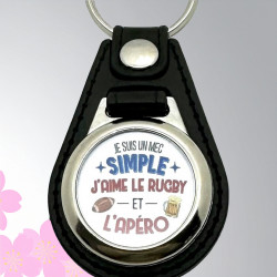 Porte-clés Humour Mec Simple Rugby Apéro - Cadeau Homme Fan Sport