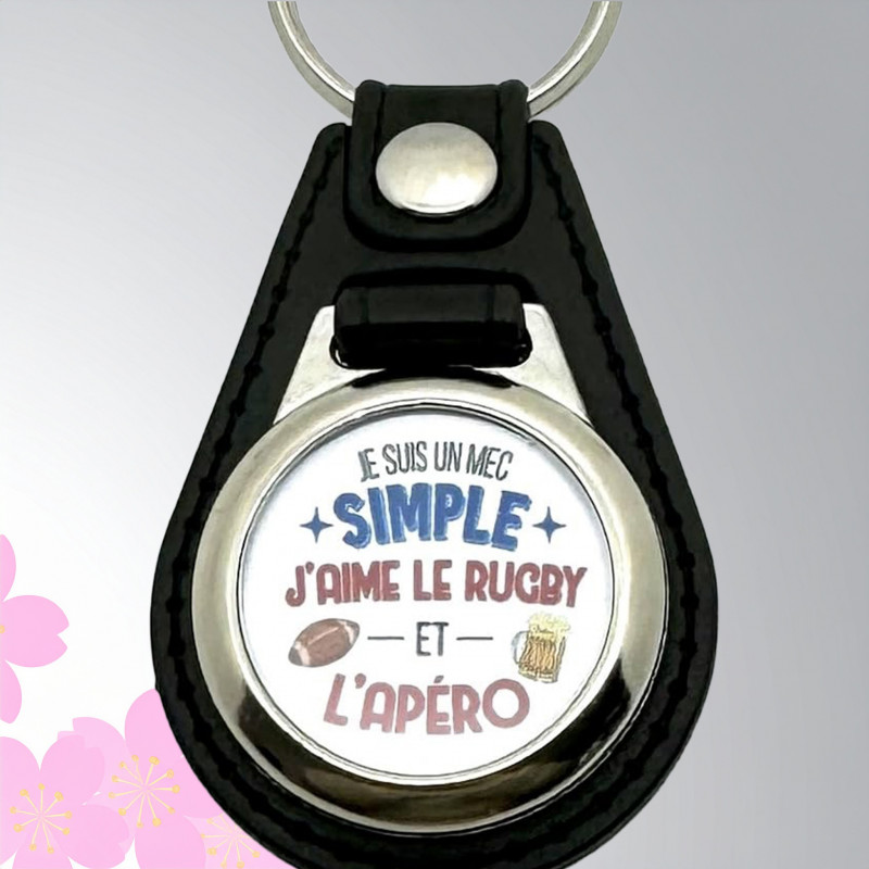 Porte-clés Humour Mec Simple Rugby Apéro - Cadeau Homme Fan Sport