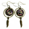 Boucles d'Oreilles Fleurs  - Bohème Plume Bronze - Bijoux Fait Main