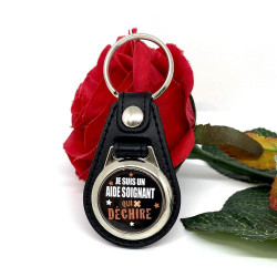 Porte-Clés "Aide Soignant qui Déchire" | Cadeau Métal & Cuir