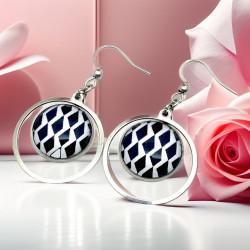Boucles d'oreilles anneaux et cabochons acier inoxydable