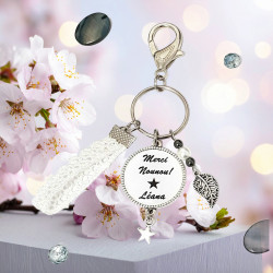 Porte-Clés Bijoux de Sac Personnalisé "Merci Nounou" - Lyne Créa