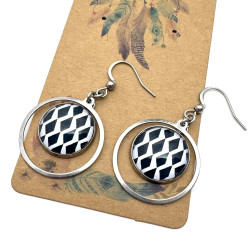 Boucles d'oreilles anneaux et cabochons acier inoxydable