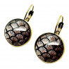 Boucles d'oreilles dormeuses bronze cabochons art déco