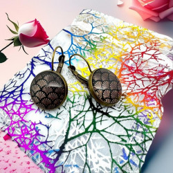 Boucles d'oreilles dormeuses bronze cabochons art déco