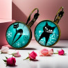 Boucles d'oreilles dormeuses chats noirs