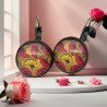 boucles d'oreilles, wax africain, motif floral, fait main