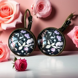 Boucles d'oreilles artisanales romantiques motif floral Liberty
