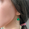 Boucles d'oreilles artisanales anneaux bronze et émail vert  Lyne Créa