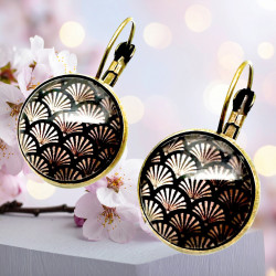 Boucles d'oreilles cabochons art déco. Lyne Créa