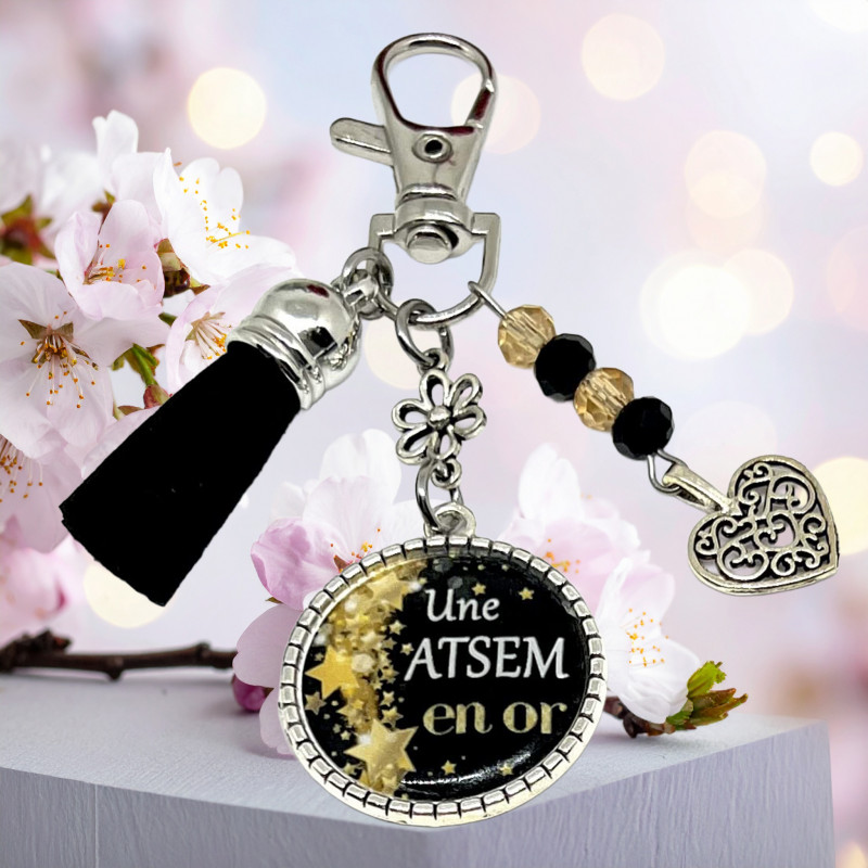 Cadeau Atsem - Porte clés Atsem en Or - Lyne Créa