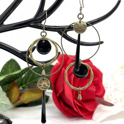 Boucles d'oreilles géométriques bronze . Lyne Créa