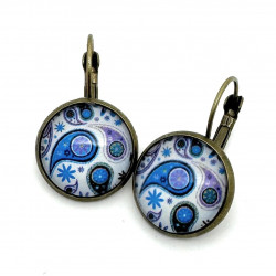 Boucles d'Oreilles dormeuses "Paisley Bleu Indigo" - Style Bohème Chic