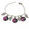 Bracelet Prénoms Personnalisé Cabochons Violets et Breloques Feuilles